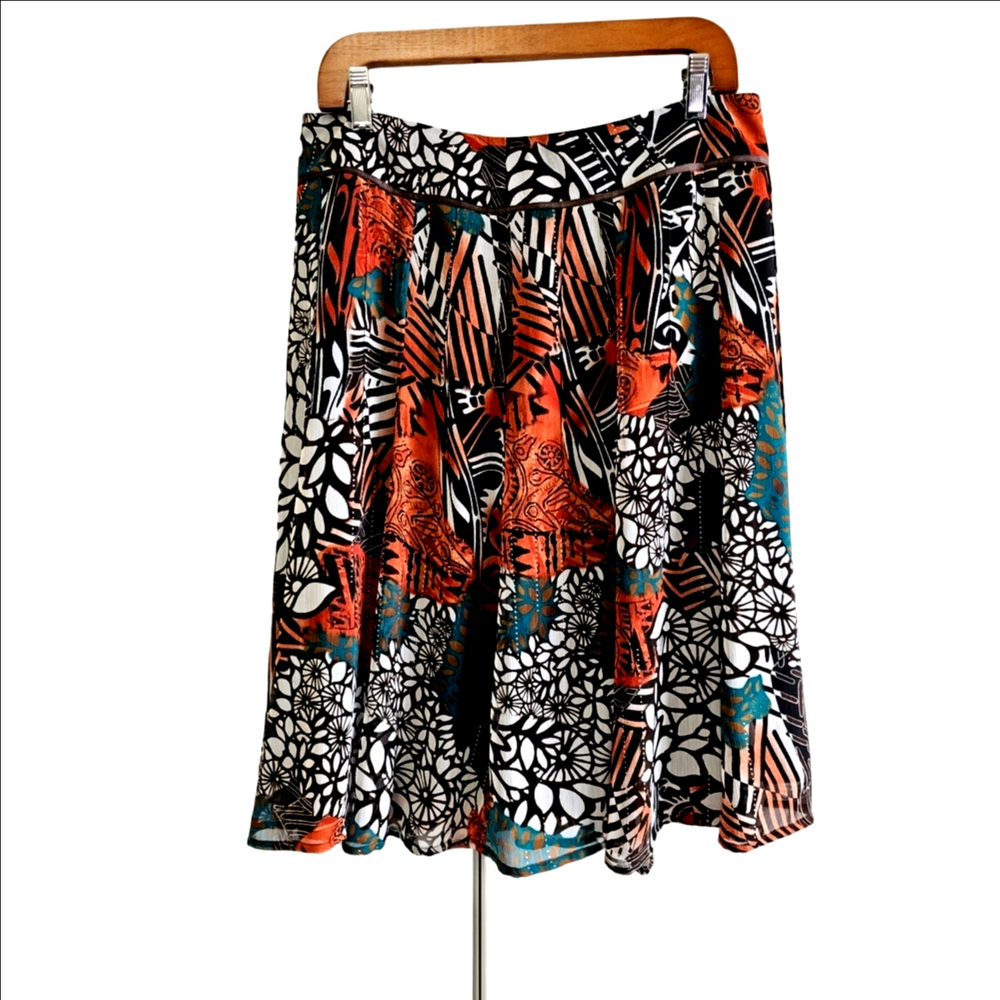 Tribal colorful floral lined skirt size 8